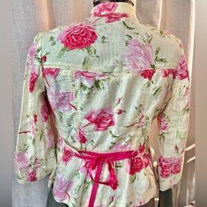 Banana Republic Floral Linen Blazer Jacket Romantic Cottagecore Spring Size 4